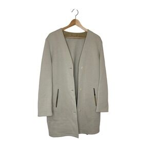 Nehera Beige Cotton Blend Alcantara Trim Longline Coat Made in Slovakia Size 36